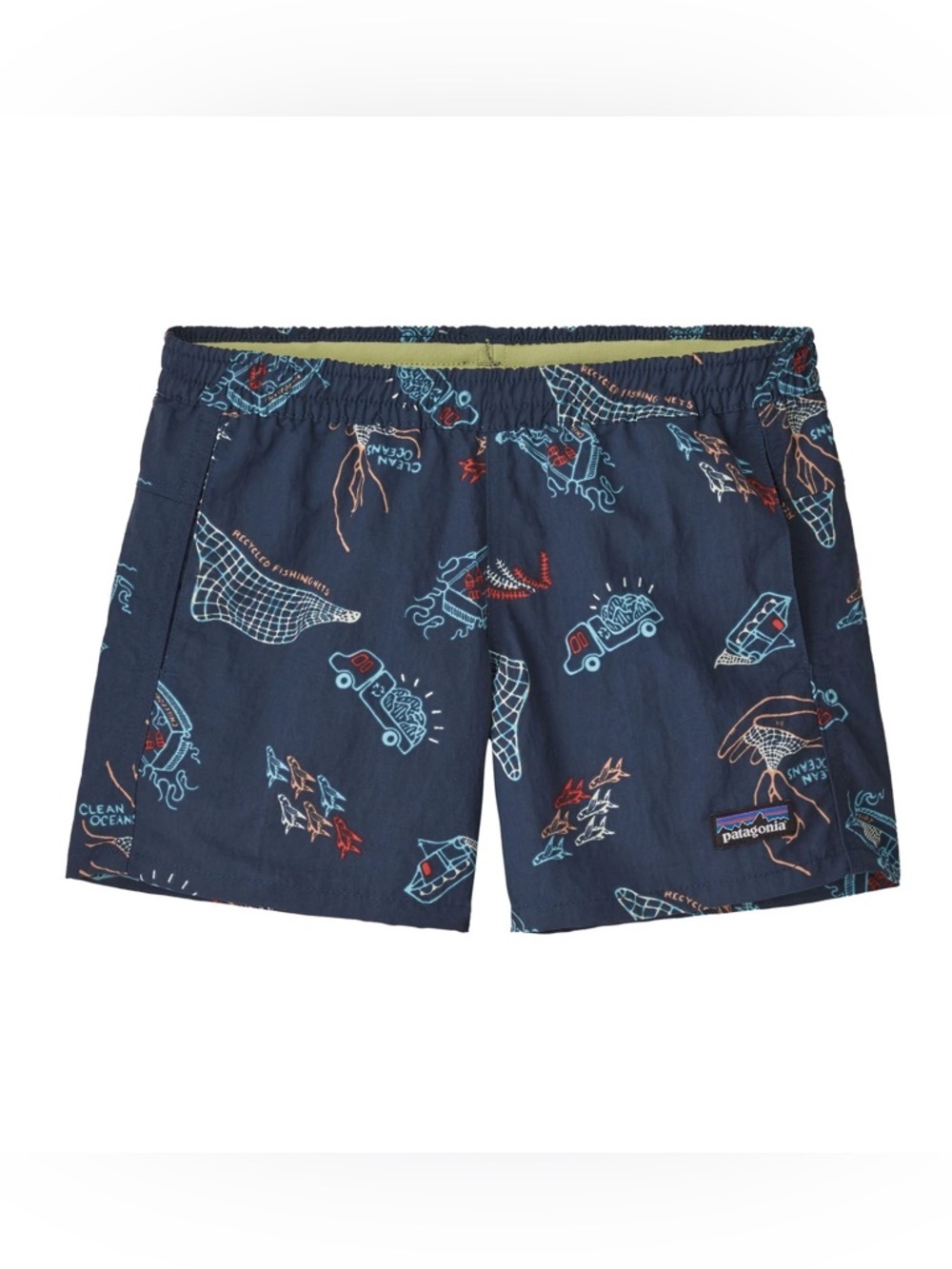 Patagonia Boys Shorts Baggies Blue Ocean Elastic Waist Size 3T Summer Beach - Picture 1 of 6